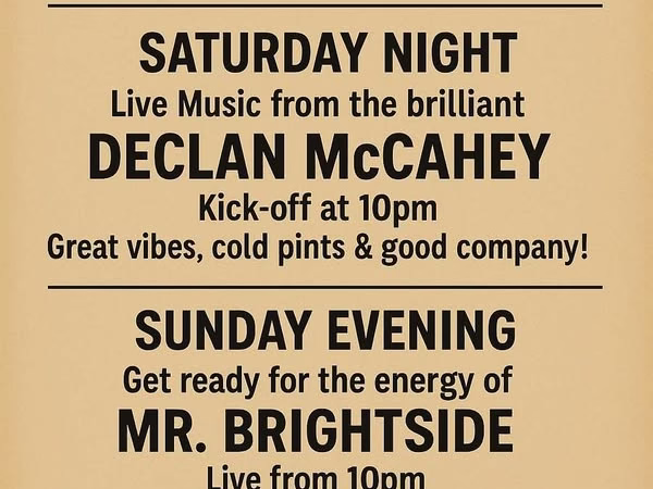 May Bank Holiday Events at O'Connor's Bar, Kells, Meath