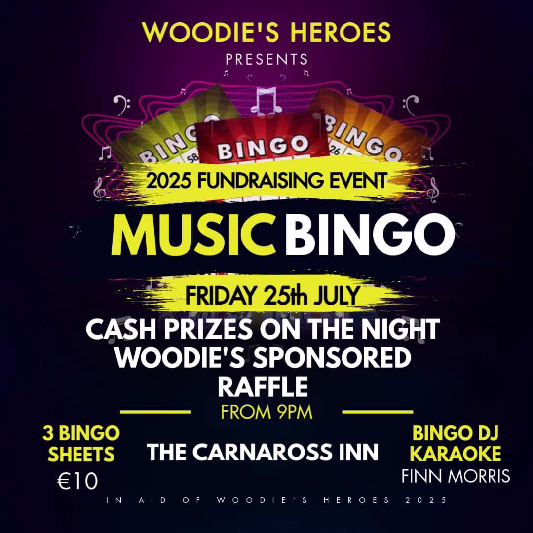 Music Bingo Woodies Heroes Kells Meath